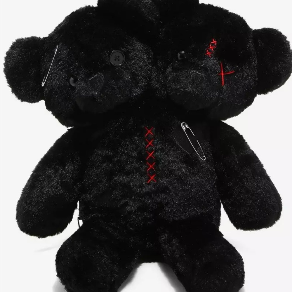 Double head hot topic bear backpack. Black. Brand new. Still in package.